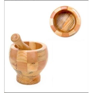 Imagem de Pilao com socador para alho madeira - Kehome