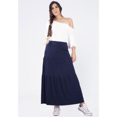Imagem de Saia Longa Malha Camadas Azul Marinho - Amazonia Vital