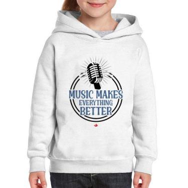 Imagem de Moletom Infantil Music makes everything better - Foca na Moda, Branco,