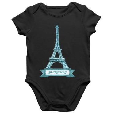 Imagem de Body Bebê Algodão Torre Eiffel Amazing - Foca na Moda, Preto, G