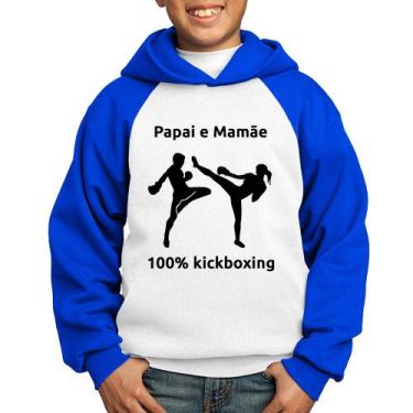 Imagem de Moletom Infantil Papai e Mamãe 100% Kickboxing - Foca na Moda, Branco,