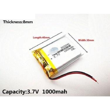 Imagem de (2pcs)bateria C/2 Fios  3,7v 1000mah  8mm X 30mm X 40mm - - KMIG