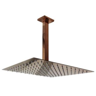 Imagem de Ducha Chuveiro Quadrada Inox 30x30cm Com Braço de Teto Quadrado 20cm R