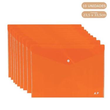 Imagem de Kit 10 Pastas Envelope com Botão Ofício/A4 Acp, Laranja