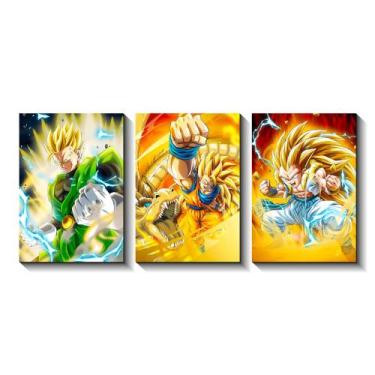 Imagem de Quadro Decorativo Dragonball Z Goku Gohan Gotenks Mdf 6mm 19x28cm 3 Un