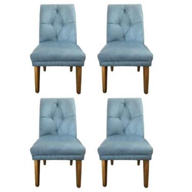 Imagem de Kit 4 Cadeiras de Jantar Helena Tecido Pena Azul Ceu - Dominic Decor