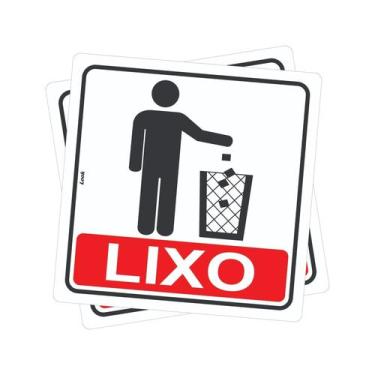 Imagem de Kit 2 Placas de Sinalização Aviso Jogue Lixo no Cesto - Look Placas de