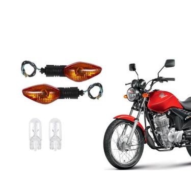Imagem de Par Pisca Mini Lente Laranja + Lâmpada Cg Titan Fan 150 Twister Cb 300