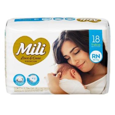Imagem de Fralda Descartável MILI Love & Care RN   18 fraldas Premium