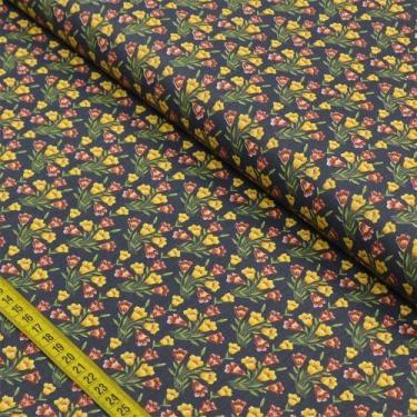 Imagem de Tecido Estampado para Patchwork - Lírios: Bouquets de Lírios Marinho (