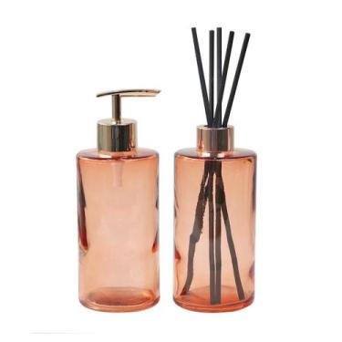 Imagem de Kit difusor com porta sabonete liquido de vidro 340ml - QUERO PRESENTE