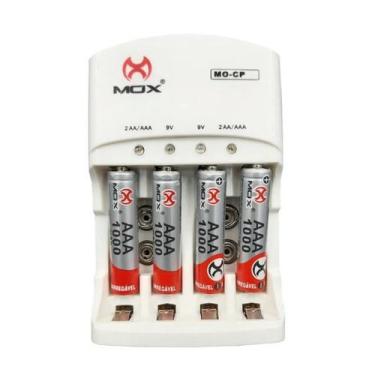 Imagem de Kit Carregador De Pilha AA/AAA + 4 Pilhas Palito AAA 1000 mah Recarreg