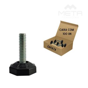 Imagem de Kit 100 Pés niveladores Sapata sextavada 1/4 x 32 mm Preta - META