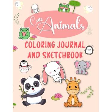 Imagem de Cute Animals Coloring Journal and Sketchbook: Fun Themed Notebook With 126 Lined and Blank Pages