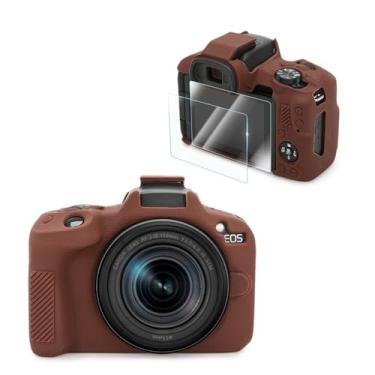 Imagem de VOVMOEYA Kit de acessórios de capa de câmera Canon EOS R50 [com 2 filmes LCD temperados], para Canon EOS R50, capa de silicone para câmera digital, sensação de aderência aprimorada, leve, 9H 0,25 mm -