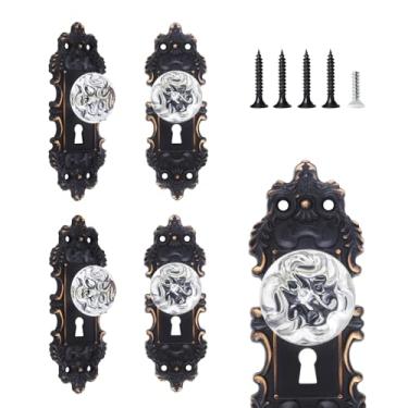 Imagem de CEYMIO Puxador de porta falsa vintage interior de vidro cristal maçanetas de 4 gavetas puxadores de armário de bronze polido a óleo antigo puxadores de armário decorativos sem chave para corredor de