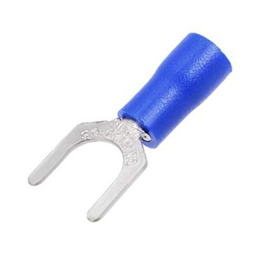 Imagem de uxcell 50 peças SV1.25-6S isolado garfo espada conector de fio tipo U terminal de crimpagem elétrica 22-16AWG azul
