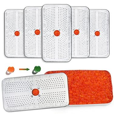 Imagem de LotFancy 40 gramas indicando recipiente dessecante de sílica gel, pacote de 6, (laranja a verde escuro), dessecante desumidificador reutilizável, absorção de umidade, sem cloreto de cobalto