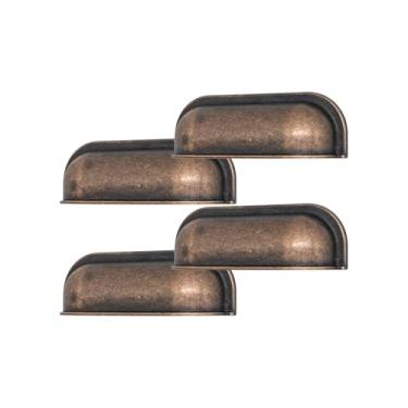 Imagem de 4 Uni Puxador Concha Quadrado Para Gaveta Armário Comoda 64mm (Bronze Envelhecido)