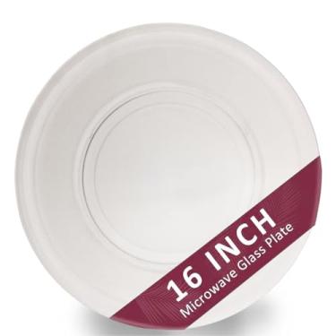 Imagem de Placa de vidro para micro-ondas 40,6 cm Placa de vidro de substituição para micro-ondas compatível com GE Samsug Frigidaire 40,6 cm Bandeja giratória de vidro para micro-ondas substitui WB49X10166,