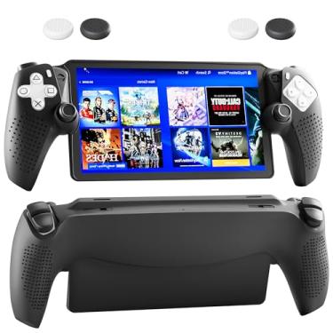 Imagem de PAWDIARY Capa protetora para PlayStation Portal Remote Player, capa protetora de silicone macio antiderrapante com tampas de aperto de polegar, kit de acessórios para PlayStation 5 portátil - preta