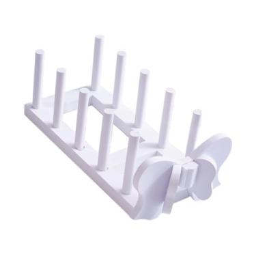 Imagem de IEUDNS Escorredor de pratos Suporte para escorredor de pratos Escorredor multifuncional Suporte para tampa de panela Organizador de pratos para Copos, Branco