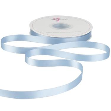 Imagem de MAYREEL Fita de cetim dupla face azul empoeirada de 1,27 cm fita fina para embrulho de presente buquês florais convites laços, artesanato, decoração de festa de casamento, costura 50 metros