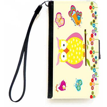 Imagem de Rikki Knight Capa carteira flip com corações de coruja amarela em Deco com aba magnética para Apple iPhone 5c