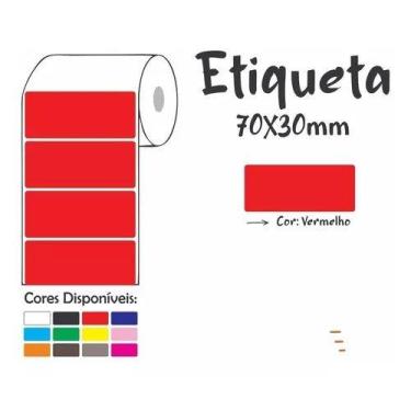 Imagem de Kit 20 Rolos Etiqueta Couche Adesiva 70x30mm 7x3 M Varias Cores - Etiq