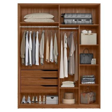 Imagem de Guarda Roupa Casal Attore Ambiente 4 Portas Nogueira Touch Demóbile - Demartêz
