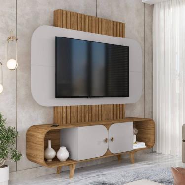 Imagem de Estante para TV Até 75 Polegadas Embaú 2 Portas Cinamomo/Off White - Móveis Bechara