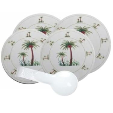 Imagem de Conjunto de 4 capas de queimador de fogão elétrico (2 grandes, 2 pequenas) com descanso de colher (palmeiras)