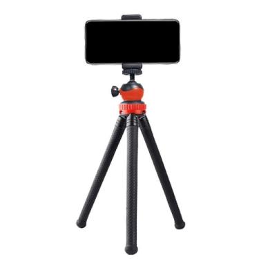 Imagem de Tripé Pernas Flexíveis Polvo c/Cabeça Ball Head + Garra Celular Gira 360º Câmeras de Ação e Fotográficas DSLR Mirrorless e Filmadoras
