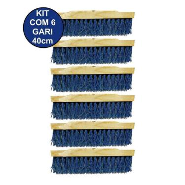 Imagem de Kit Com 6 Vassoura Escovão Gari Nylon Duro 40Cm Sem Cabo