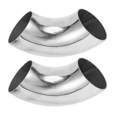 Imagem de Motoforti 2 peças 90 graus mandril curva cotovelo carro modificado tubo de escape tubulação 6.3 cm espessura OD 1,5 mm/16GA 63x175x1,5 mm aço inoxidável 304 tom prata