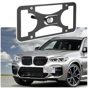 Imagem de Suporte de placa de licença sem broca compatível com BMW X3 M 2020-2025 gancho de reboque dianteiro suporte de placa de carro suporte adaptador de moldura de carro acessórios