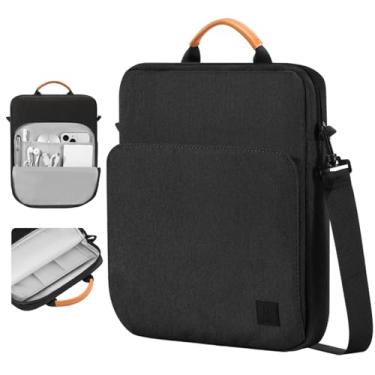Imagem de Dadanism Bolsa de transporte para tablet de 12,9 polegadas para iPad Pro 12,9 polegadas M2 6ª/5ª/4ª/3ª geração, Galaxy Tab S9+/S8+/S7 FE/S7+, Surface Pro de 12,3 polegadas 8/7/6/5/4/X, com alça de ombro e alça, preto e cinza