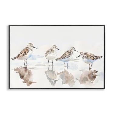 Imagem de Stupell Industries Sandpipers Shore Reflection Black Framed Giclee Wall Art Design by Petal Prints Design, 76 x 50 cm