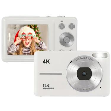Imagem de Câmera digital, câmera vlogging UHD 4K de 64 MP com zoom digital de 18x, antivibração, câmera portátil para fotografia, duas baterias, cordão, câmera pequena para crianças, adolescentes e adultos