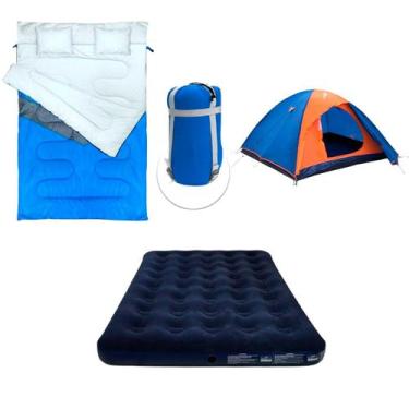 Imagem de Saco De Dormir Casal Solteiro C/travesseiros +Colchão Inflável Casal +