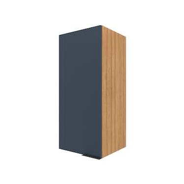 Imagem de Armário Aéreo Bartira Cristal com 1 Porta, 2 Prateleiras e 40cm de largura - Lâmina Mel/Azul Royal