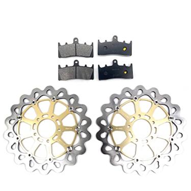 Imagem de Discos de freio dianteiros flutuantes, rotores e pastilhas compatíveis com Suzuki Hayabusa Gen 1 GSX1300R 1999-2007, TL1000R 1998-2002, acessórios de substituição de motocicleta dourado