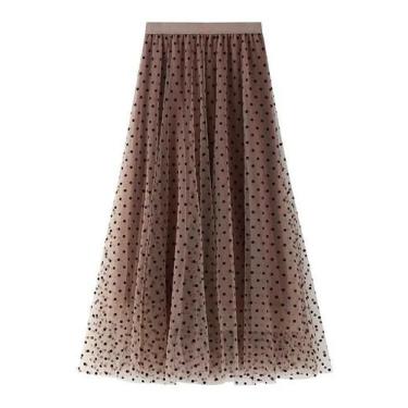 Imagem de F3702-Saia Feminina Festa Midi Tule Bordado Elegante Luxo Poá - Xumi, 