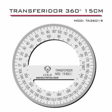 Imagem de Transferidor 360 15 cm Acrílico Transp Desenho Técnico Fenix
