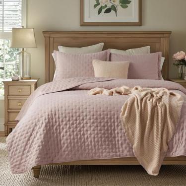 Imagem de Conjunto de colcha Bedsure Queen Size Dusty Rose com 2 capas