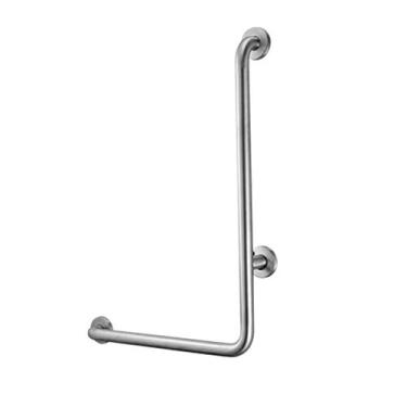 Imagem de Barra de apoio de banheiro inclinada em L, trilho de suporte de vaso sanitário para chuveiros, para mulheres idosas/grávidas/deficientes, corrimão de parede em aço inoxidável escovado (20 × 28