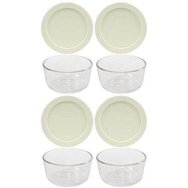 Imagem de Pyrex 7202 Tigelas de vidro para 1 xícara e tampas de creme azedo 7202-PC (pacote com 4) - Feito nos EUA