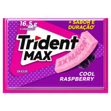 Imagem de Chiclete Trident Max Cool Raspberry Zero Açúcar 16,5g 5 Unidades
