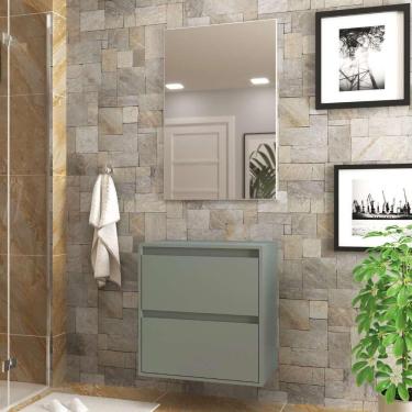 Imagem de Gabinete Para Banheiro Com Espelheira 60cm Mdf Verde Dubai - On Móveis