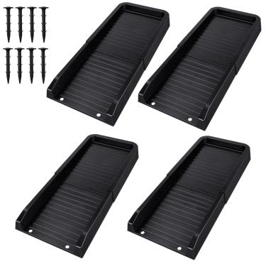 Imagem de Kit de extensões de calha resistentes de 61 cm e bloco de respingos - Sistema de drenagem de calha com 4 pregos de fixação, protetor contra respingos resistente à corrosão para desvio de água da chuva